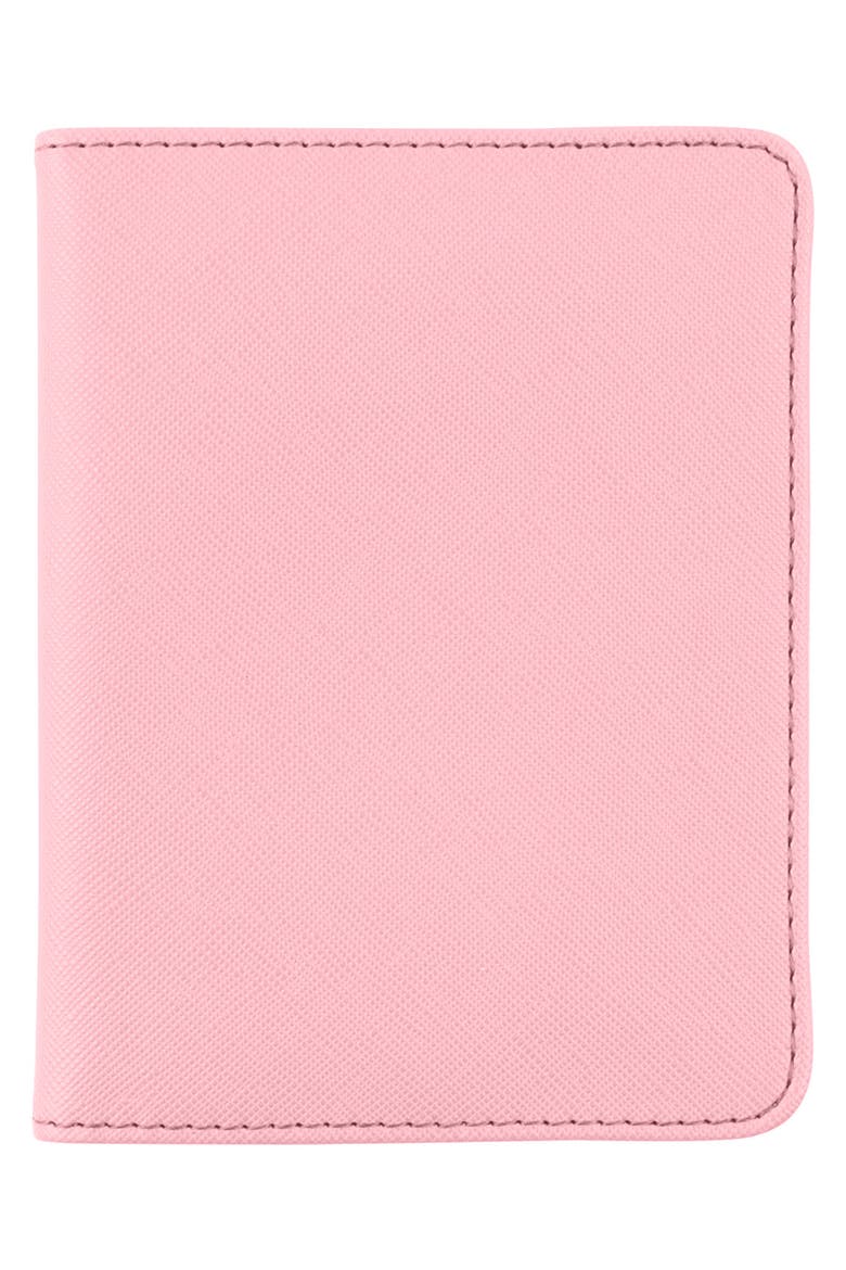 Textured Faux Leather Passport Case, Alternate, color, FLAMINGO