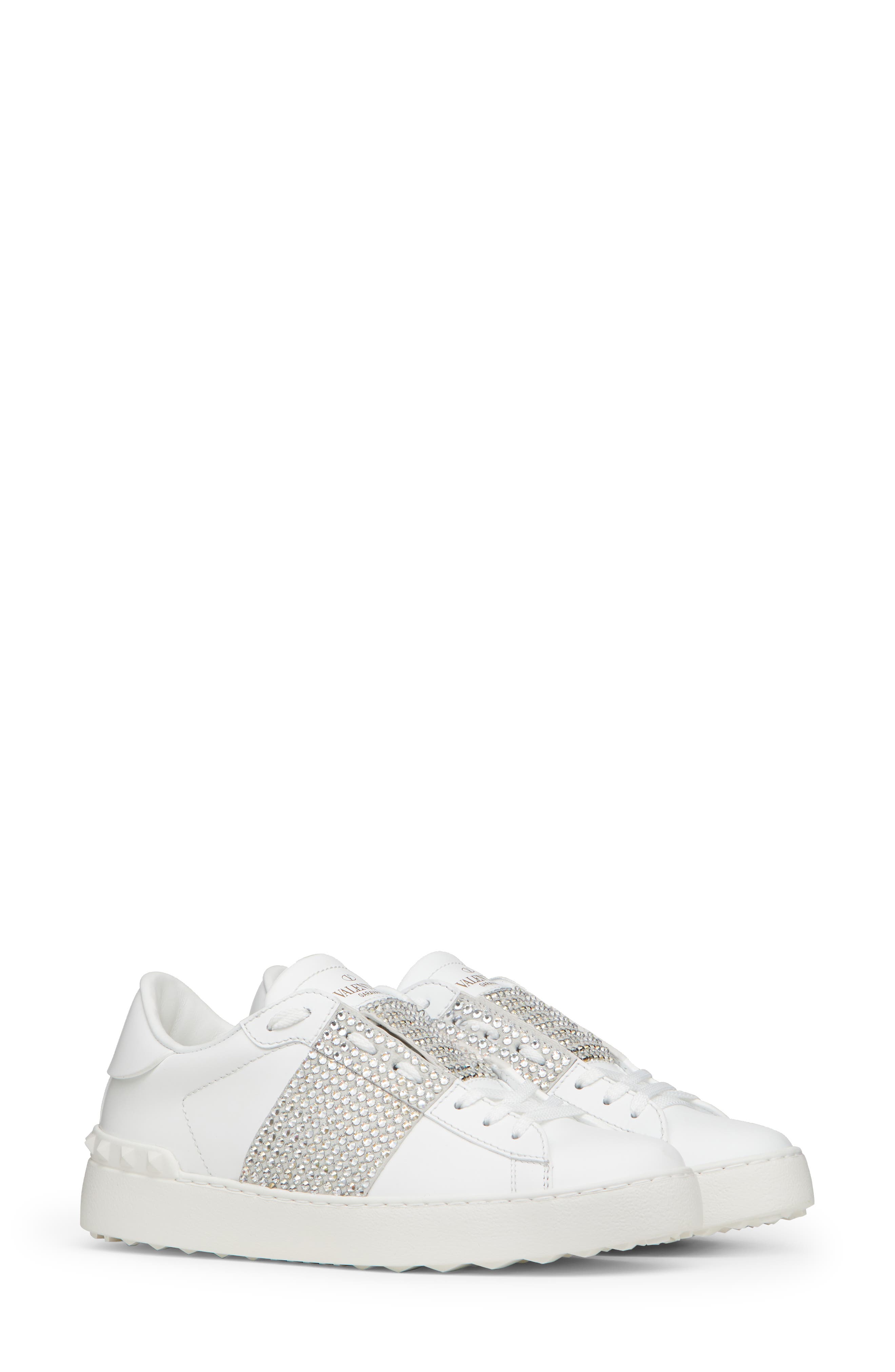 Valentino Garavani Rockstud Crystal Embellished Low Top Sneaker, Main, color, 