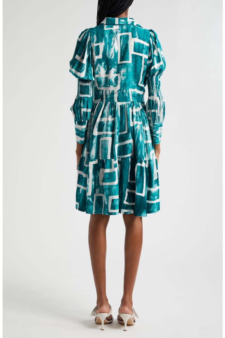Wande Long Sleeve A-Line Dress, Alternate, color, WHITE/ GREEN