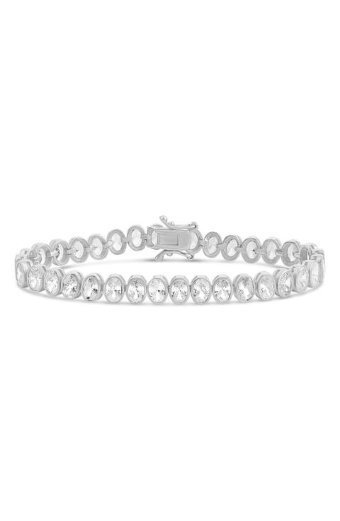 Bezel Set Oval Cubic Zirconia Tennis Bracelet