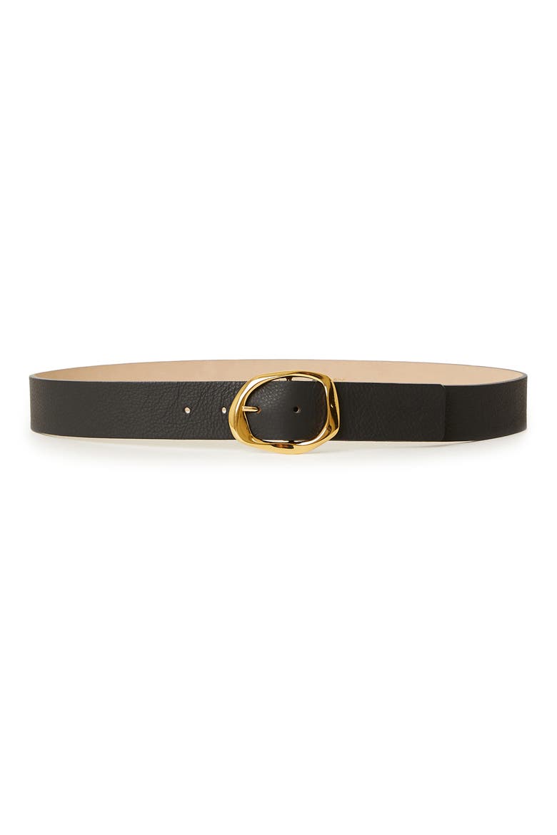 Edmond Mini Leather Belt, Main, color, BLACK GOLD