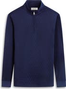 Bugatchi Quilted Quarter Zip Performance Pullover