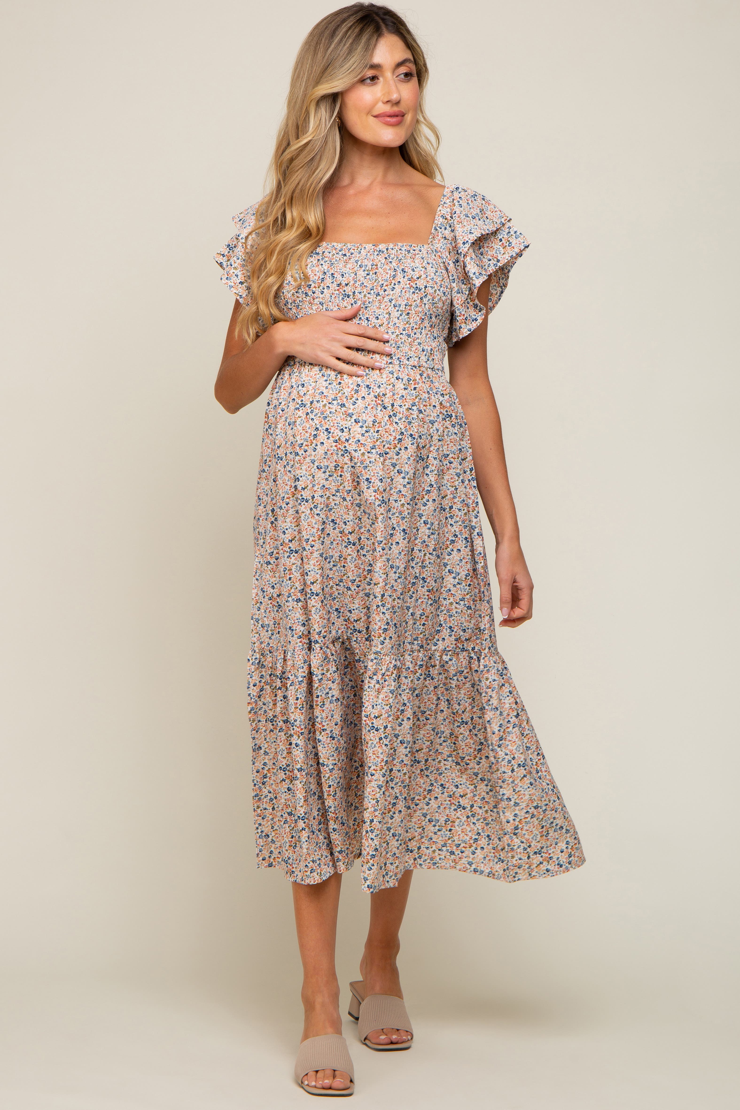Floral Flutter Midi Dress
