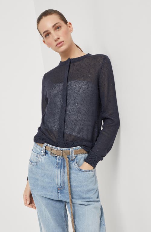 Brunello Cucinelli Linen And Silk Cardigan In Moonlight