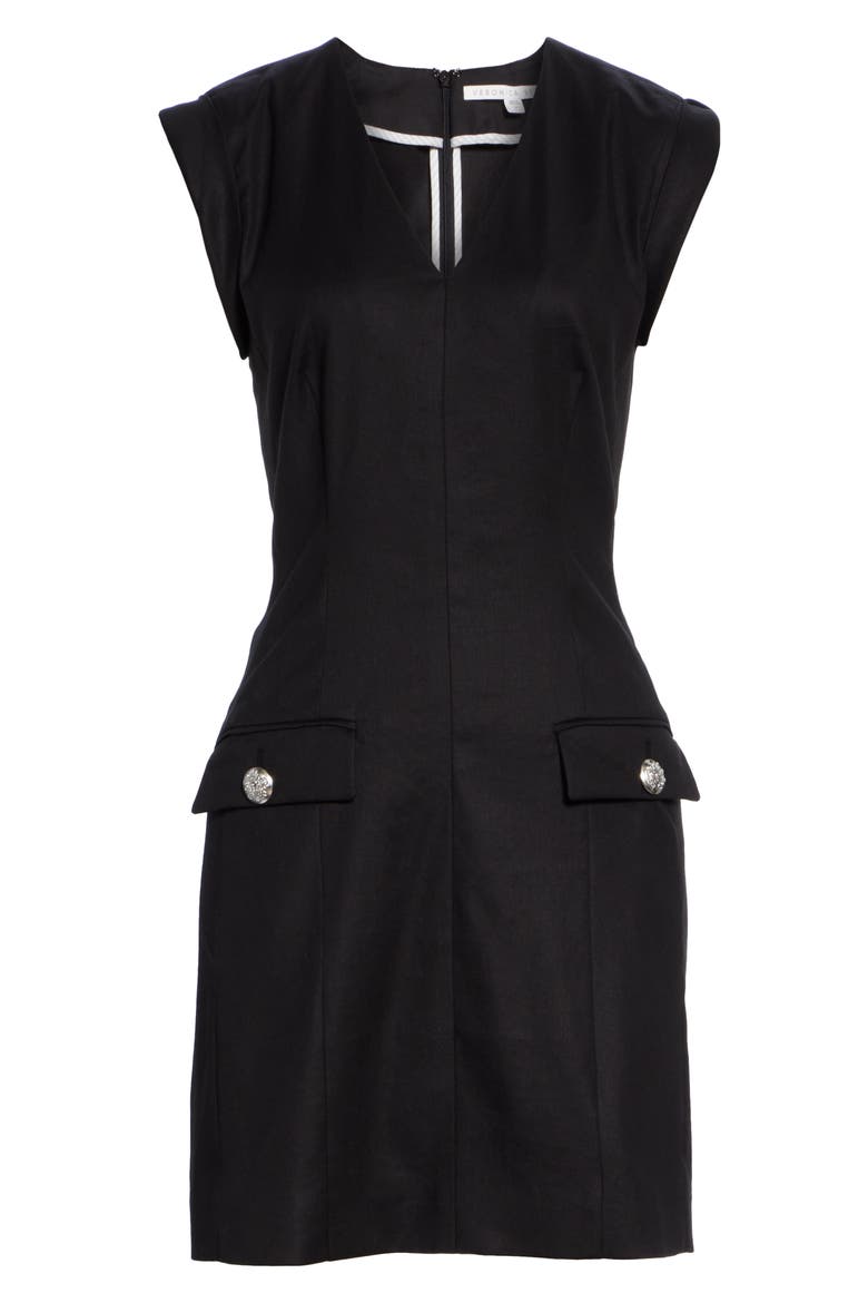 Skylar Linen Blend Minidress, Alternate, color, BLACK