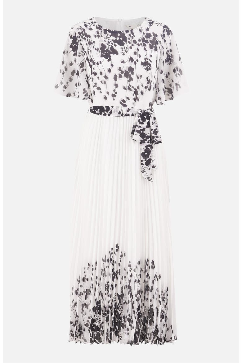 Short Sleeve Pleated Midi Dress, Alternate, color, White