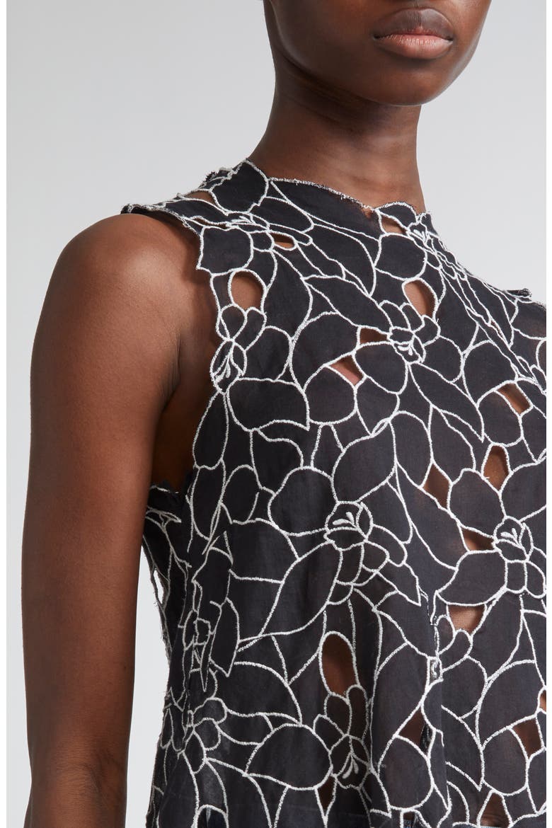 Ali Embroidered Cutout Sleeveless Top, Alternate, color, NOIR