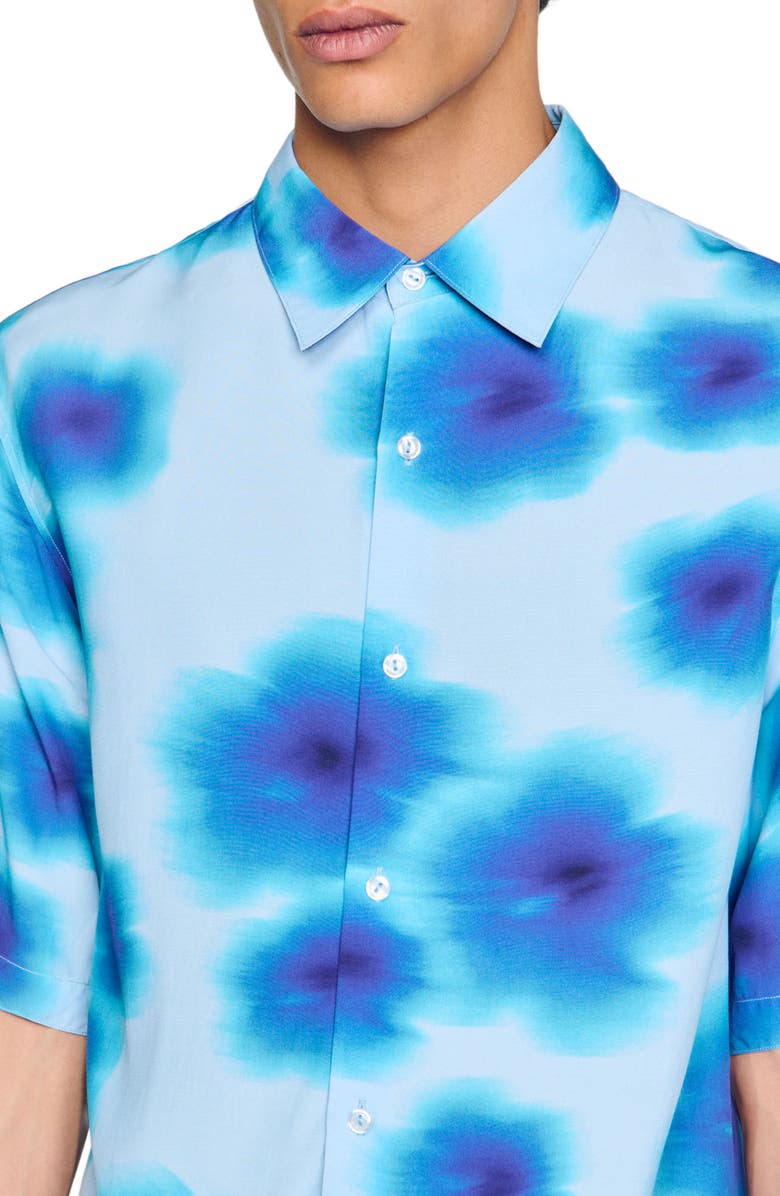 SANDRO Floral motif shirt, Alternate, color, Blue Sky