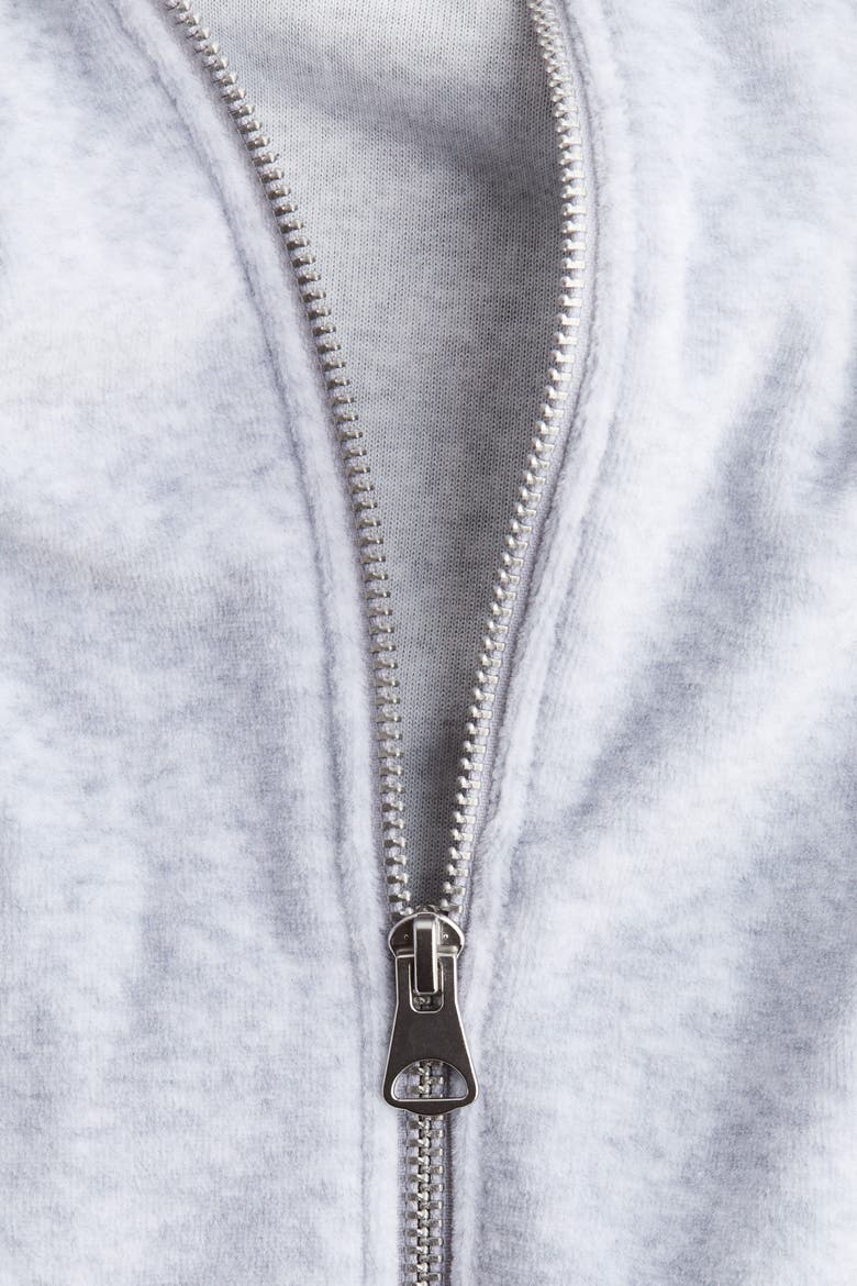 Velour Zip-through Jacket, Alternate, color, Light gray melange