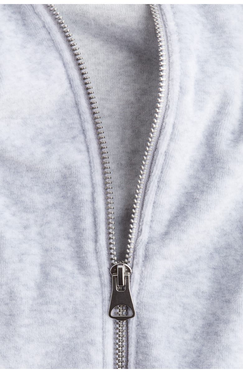 H&M Velour Zip-through Jacket, Alternate, color, Light Gray Melange