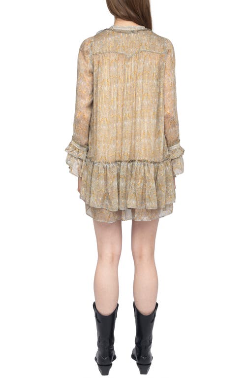 Zadig & Voltaire Alice Paisley Print Long Sleeve Minidress In Green