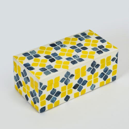 Mela Artisans Marigold Mosaic Inlay Box In Gold