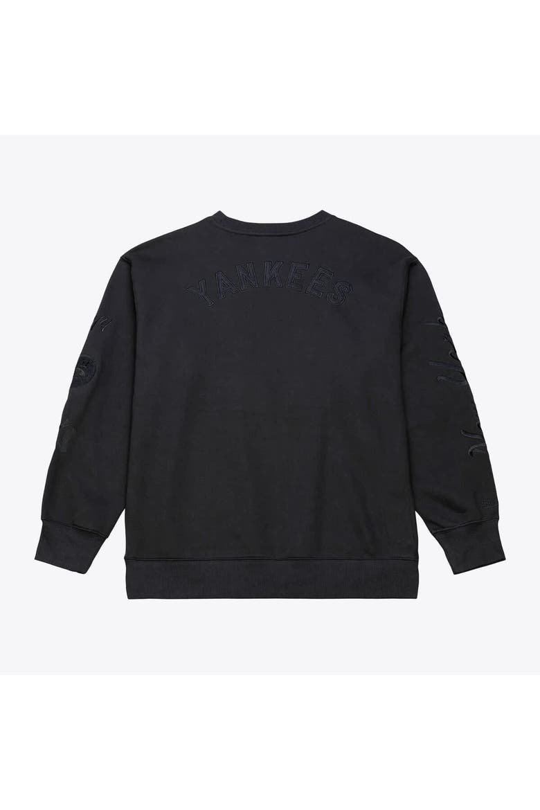 Men's Mitchell & Ness  Black New York Yankees Phantom Fleece Crewneck Sweatshirt, Alternate, color, Black