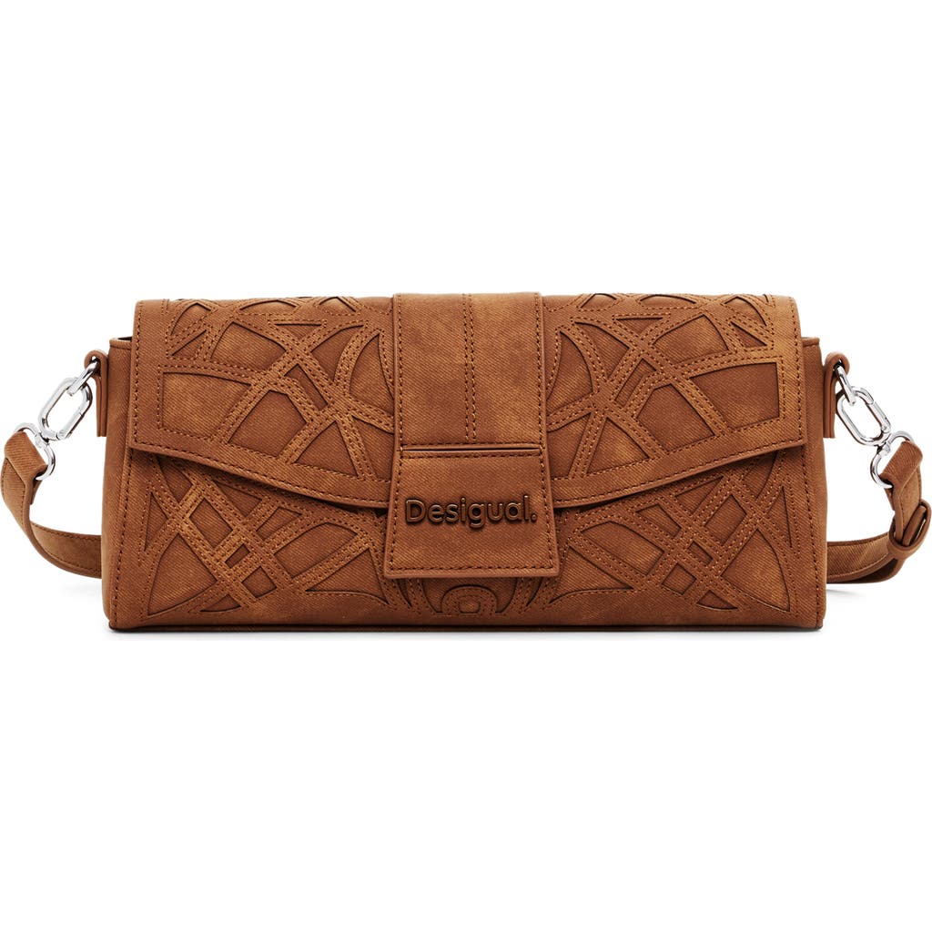 Desigual Bag With Geometric Embossing In Chocolate