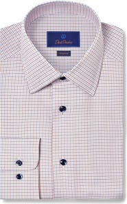 David Donahue Regular Fit Check Cotton Dobby Dress Shirt