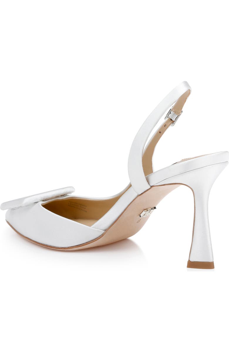 Badgley Mischka Collection Graciella Slingback Half d'Orsay Pointed Toe Pump, Alternate, color, White Satin