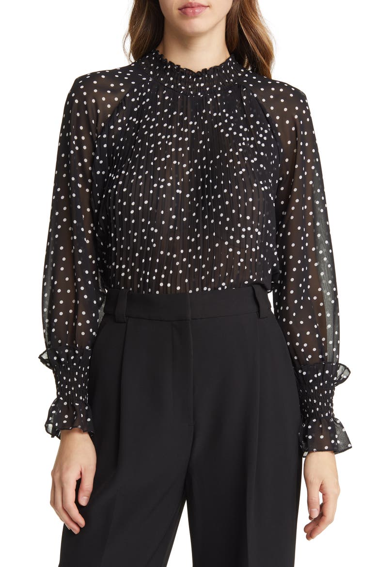 Jenna Pleated Blouse, Main, color, BLACK