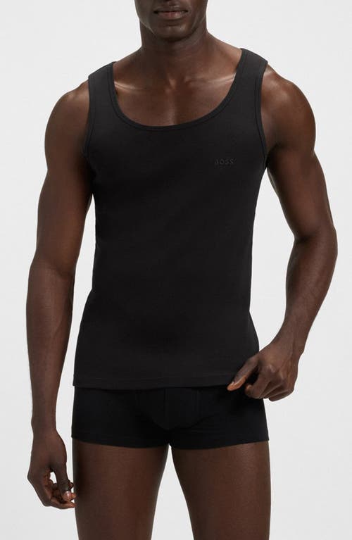 Hugo Boss Three-pack Of Cotton Tank Tops With Embroidered Logos In Black