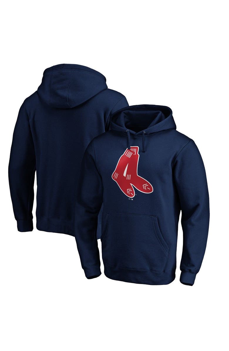 FANATICS Men's Fanatics Branded Navy Boston Red Sox Cooperstown Collection Huntington Logo Fitted Pullover Hoodie, Main, color, 