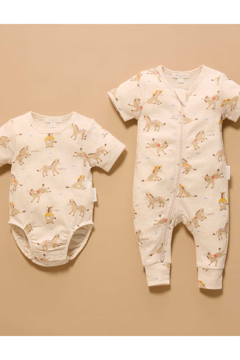 Rib Short Sleeve Romper, Alternate, color, Si Senor Print