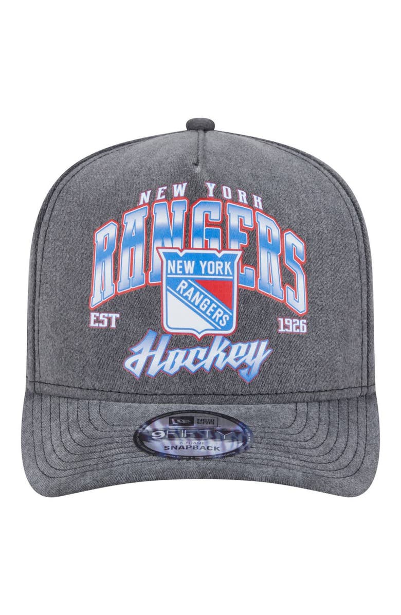 New Era Men's New Era Charcoal New York Rangers Throwback Washed A-Frame Pre-Curved 9FIFTY Snapback Hat, Alternate, color, Charcoal