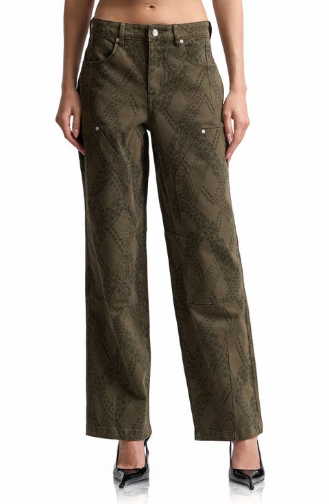 High Waist Tapered Leg Carpenter Jeans