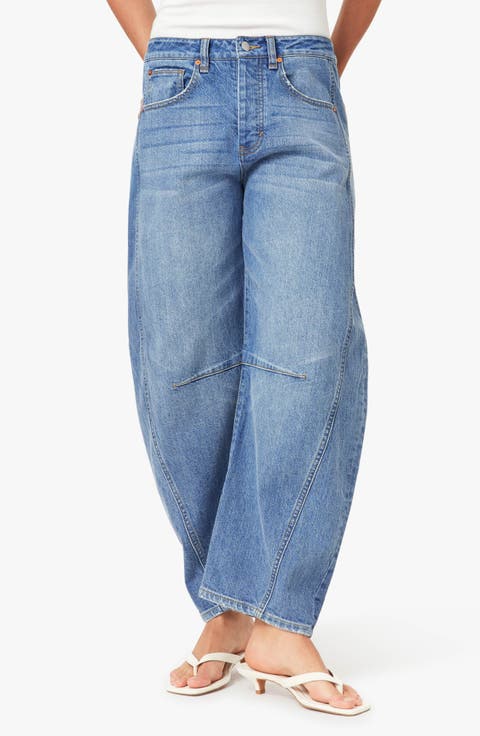 Harper High Waist Crop Barrel Leg Jeans (Cove)