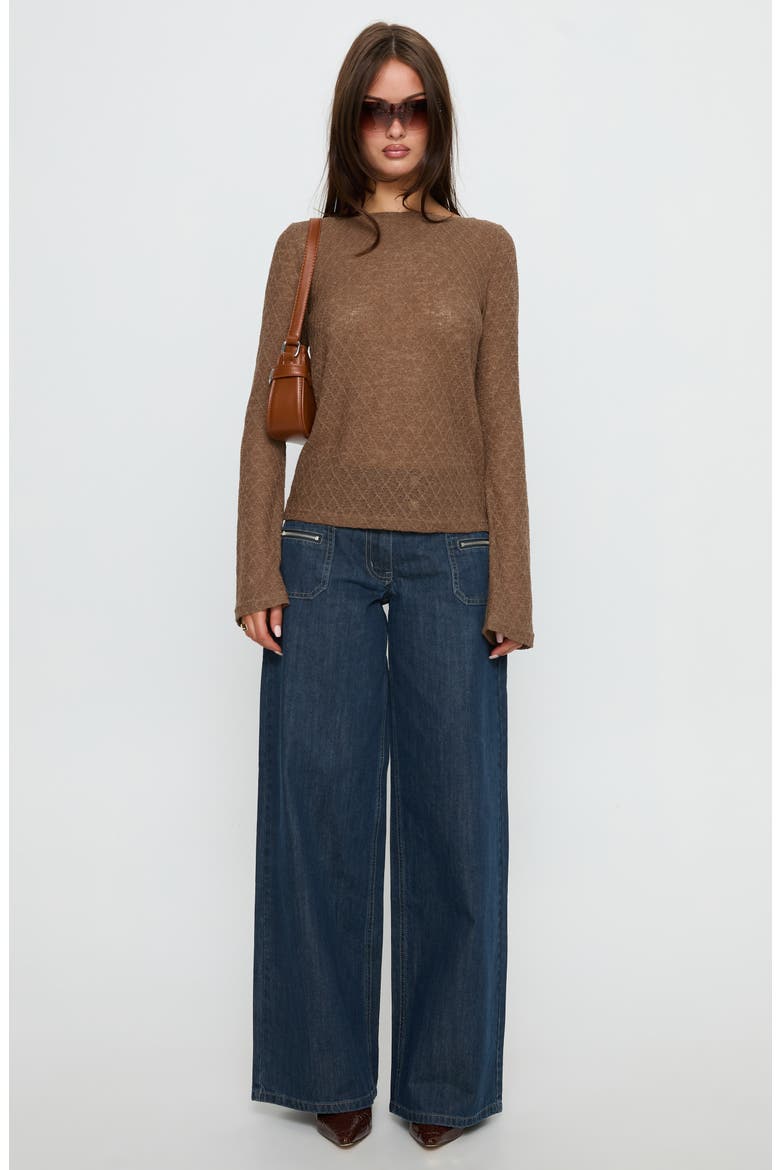 Tuppence Textured Long Sleeve Top, Alternate, color, BROWN