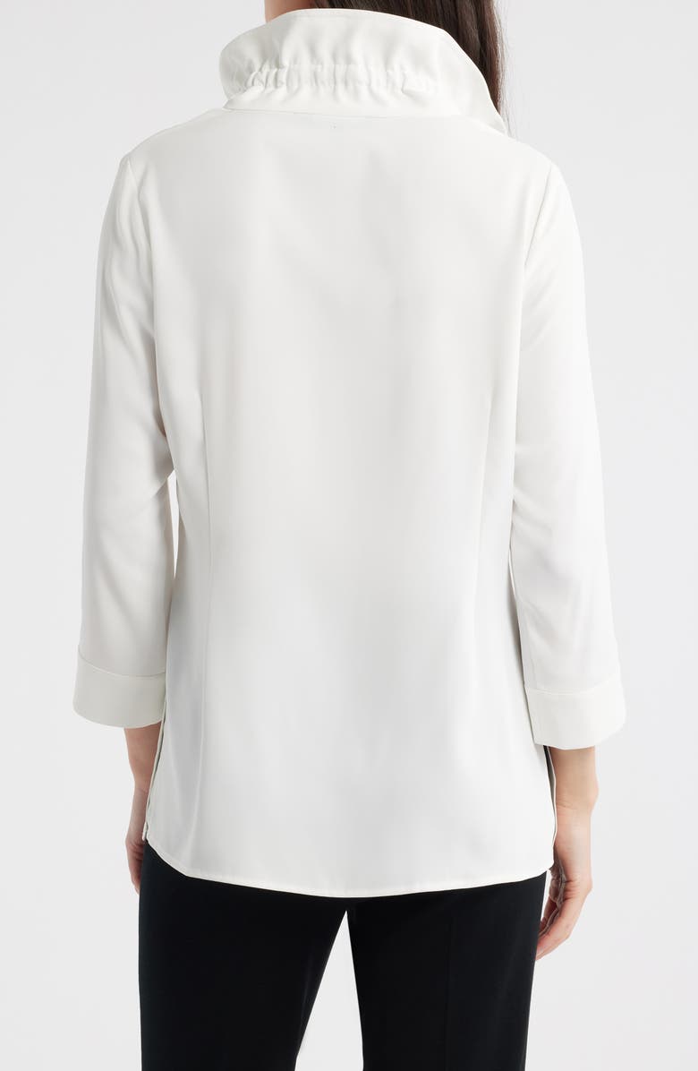 Ming Wang Ruffle Collar Button-Up Shirt, Alternate, color,