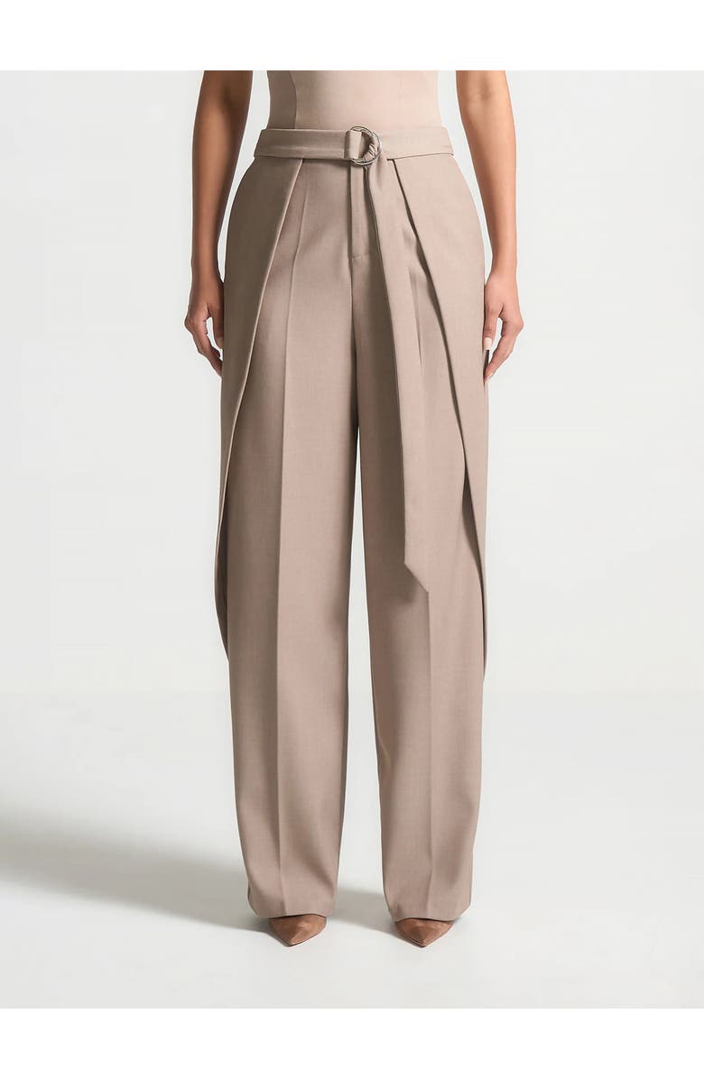 Manière De Voir Foldover Trousers with D-Ring Belt, Alternate, color, Taupe