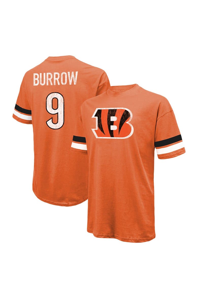 Men's Majestic Threads Joe Burrow Orange Cincinnati Bengals Name & Number Oversize Fit T-Shirt, Main, color, Orange