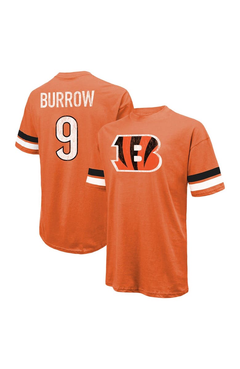 Majestic Threads Men's Majestic Threads Joe Burrow Orange Cincinnati Bengals Name & Number Oversize Fit T-Shirt, Main, color, Orange