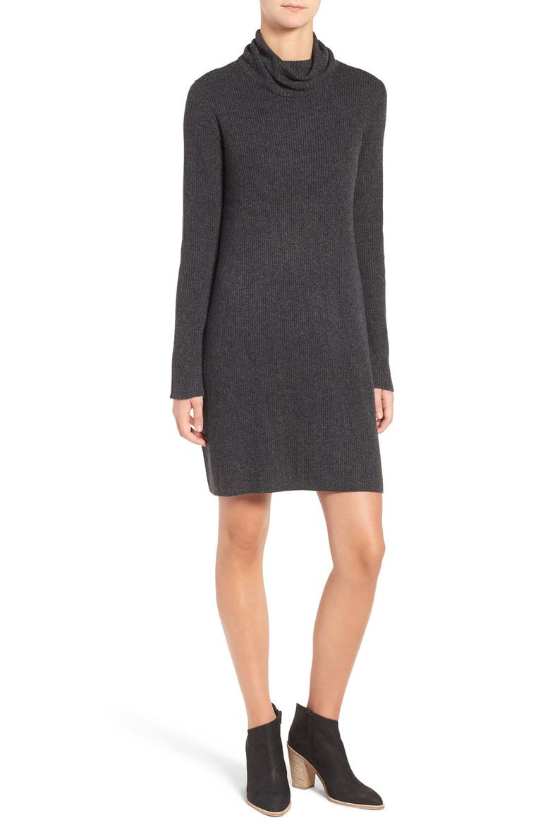Turtleneck Sweater Dress, Main, color, HEATHER CARBON