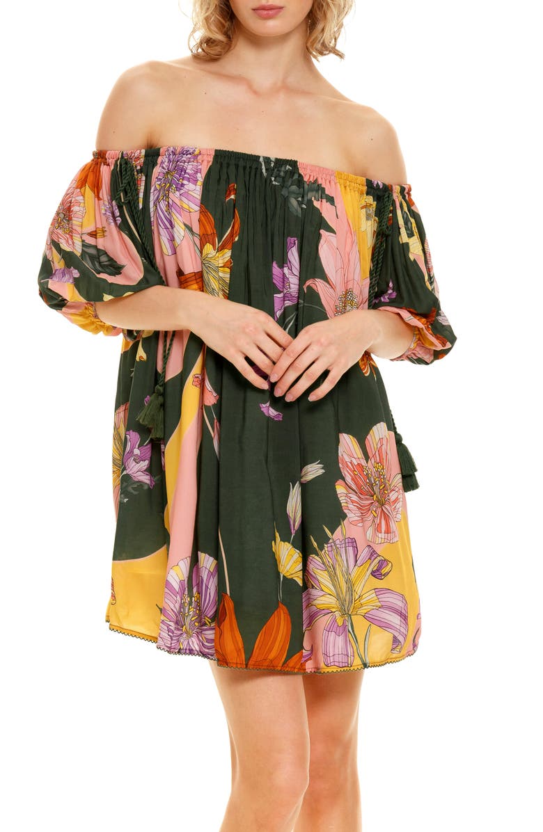 Agua Bendita Liberty Vitero Floral Off the Shoulder Cover-Up Minidress, Main, color, 