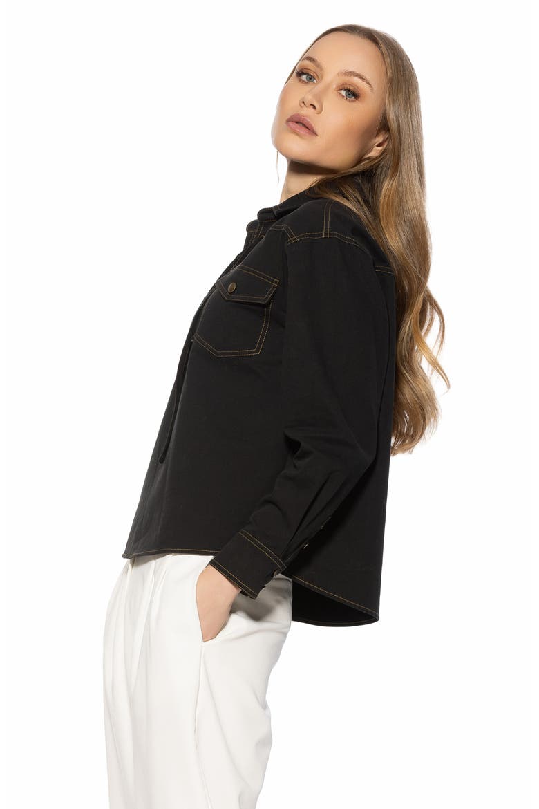Thalina Lace-Up Western Shirt, Alternate, color, BLACK