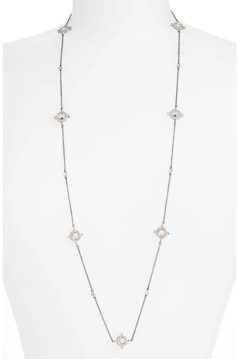 Long Station Necklace, Main, color, RHODIUM/ BLACK RHODIUM