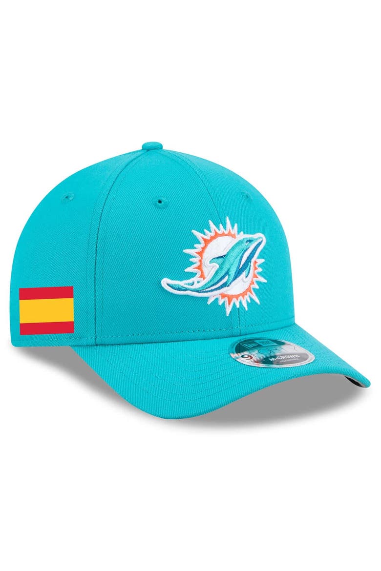 Men's New Era  Aqua Miami Dolphins Spain Side Patch 9FORTY M-Crown Adjustable Hat, Main, color, Aqua