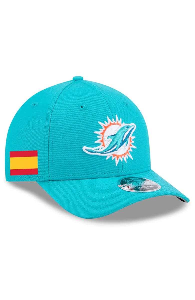 New Era Men's New Era  Aqua Miami Dolphins Spain Side Patch 9FORTY M-Crown Adjustable Hat, Main, color, Aqua