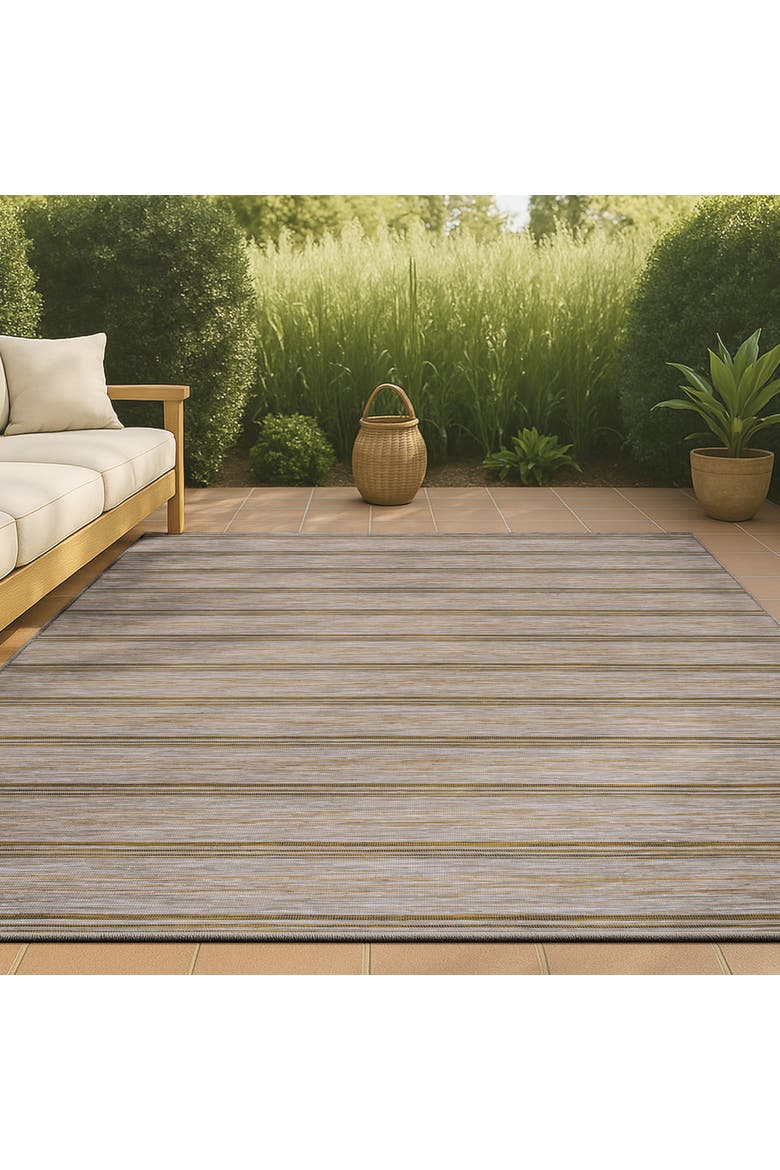 Bo Modern Farmhouse Wide Stripe Indoor/Outdoor Area Rug, Alternate, color, Brown/Natural