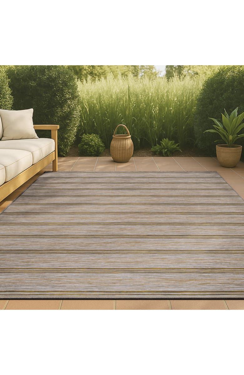 JONATHAN Y Bo Modern Farmhouse Wide Stripe Indoor/Outdoor Area Rug, Alternate, color, Brown/Natural