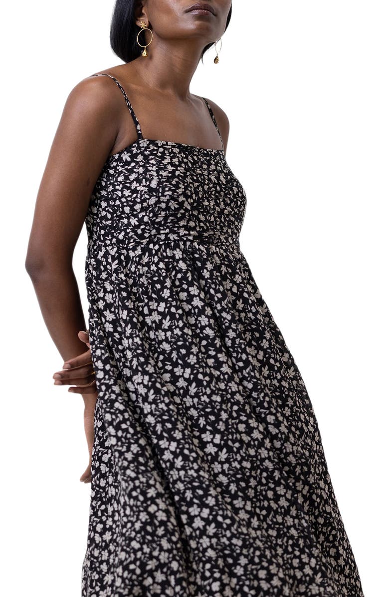 Reistor Ruched Strappy Mini Dress, Main, color, Black Florals