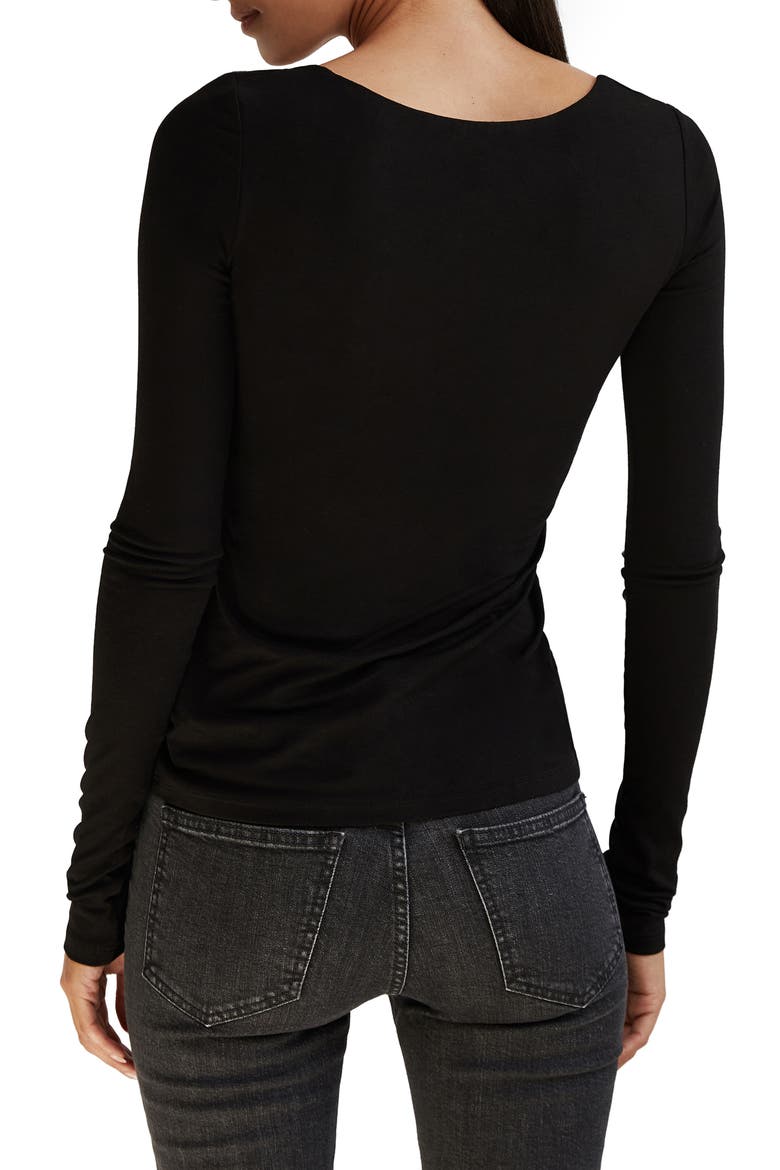 Yvonne Square Neck Jersey Top, Alternate, color, BLACK