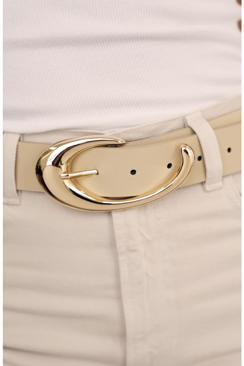 Sculpted Flow Leather Belt, Alternate, color, IVORY