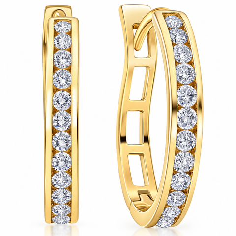 1/2Ct Diamond Hoops Gold Small Earrings Lab Grown