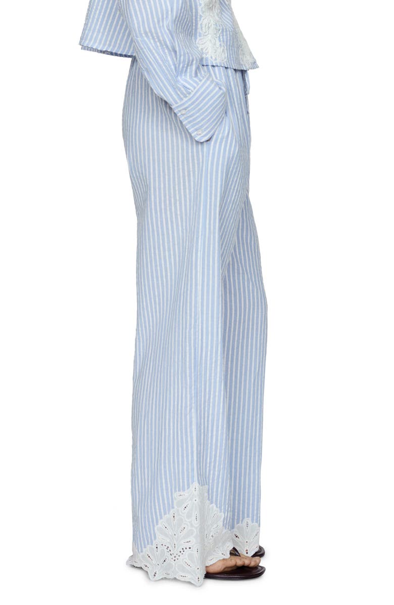 MANGO Stripe Embroidered Cotton Pants, Alternate, color, 