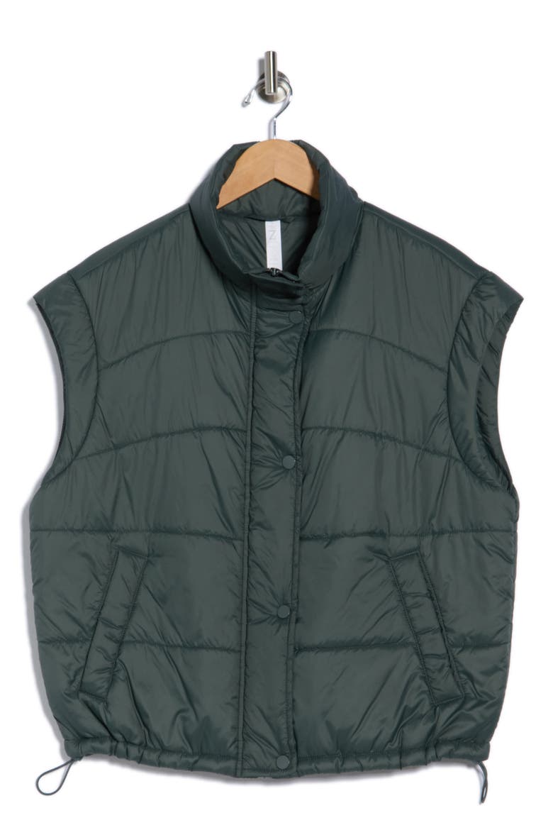 Channel Quilted Puffer Vest, Alternate, color, GREEN URBAN