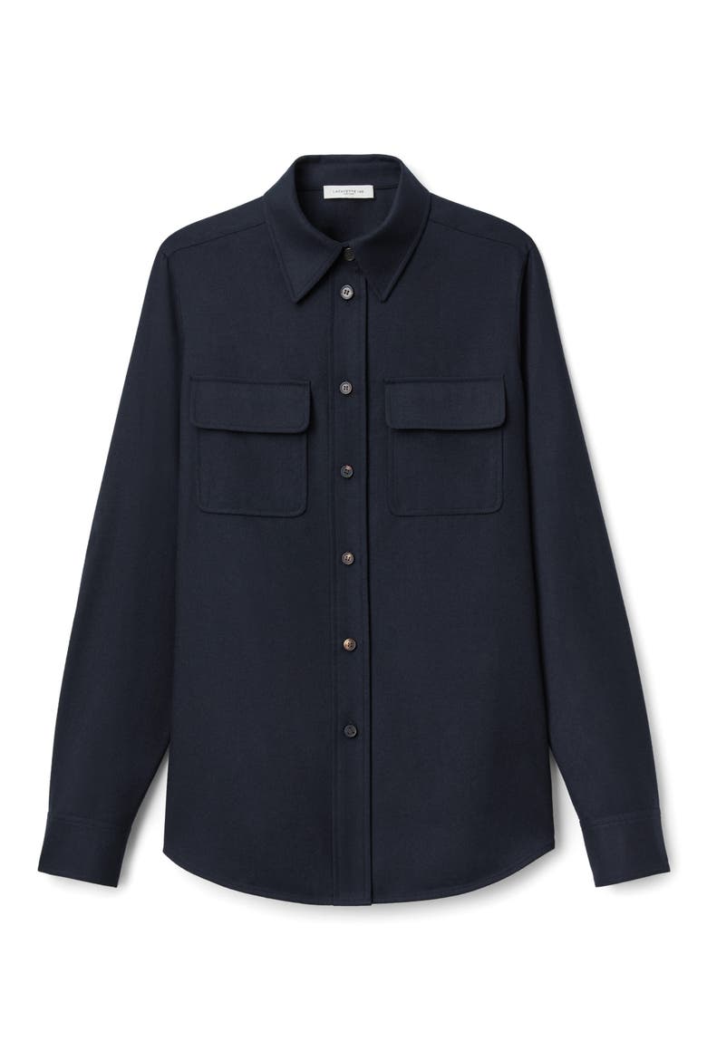 Long Sleeve Wool Flap Pocket Shirt, Alternate, color, INK