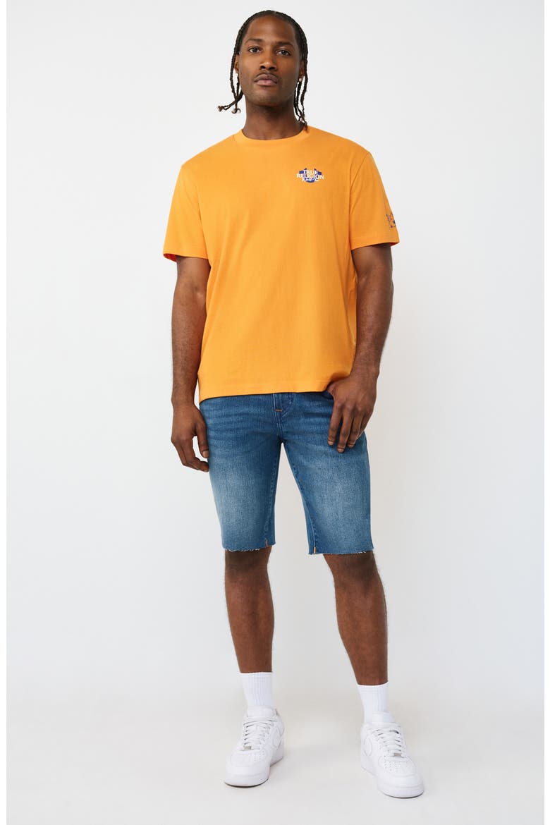 Rocco Super T Flap Raw Hem Jean Shorts, Alternate, color, MEDIUM BLUE QUARTZ WASH