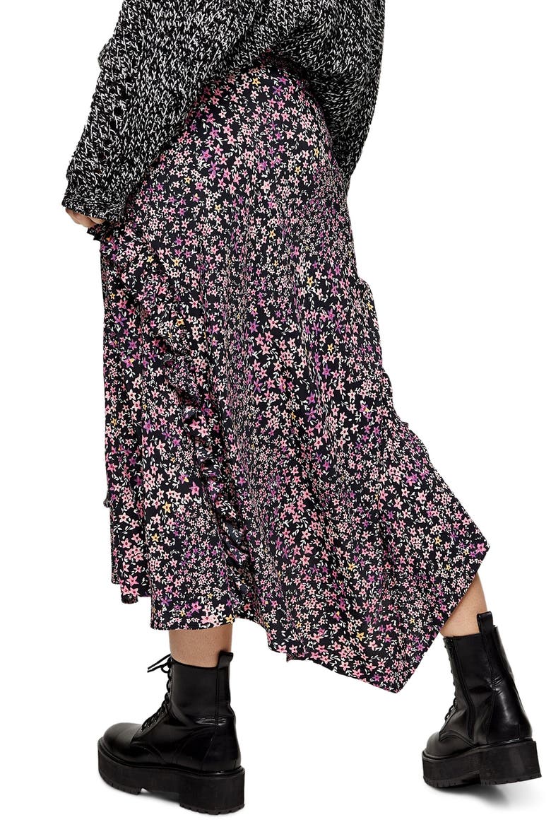 Ditsy Meadow Ruffle High/Low Skirt, Alternate, color, LILAC MULTI