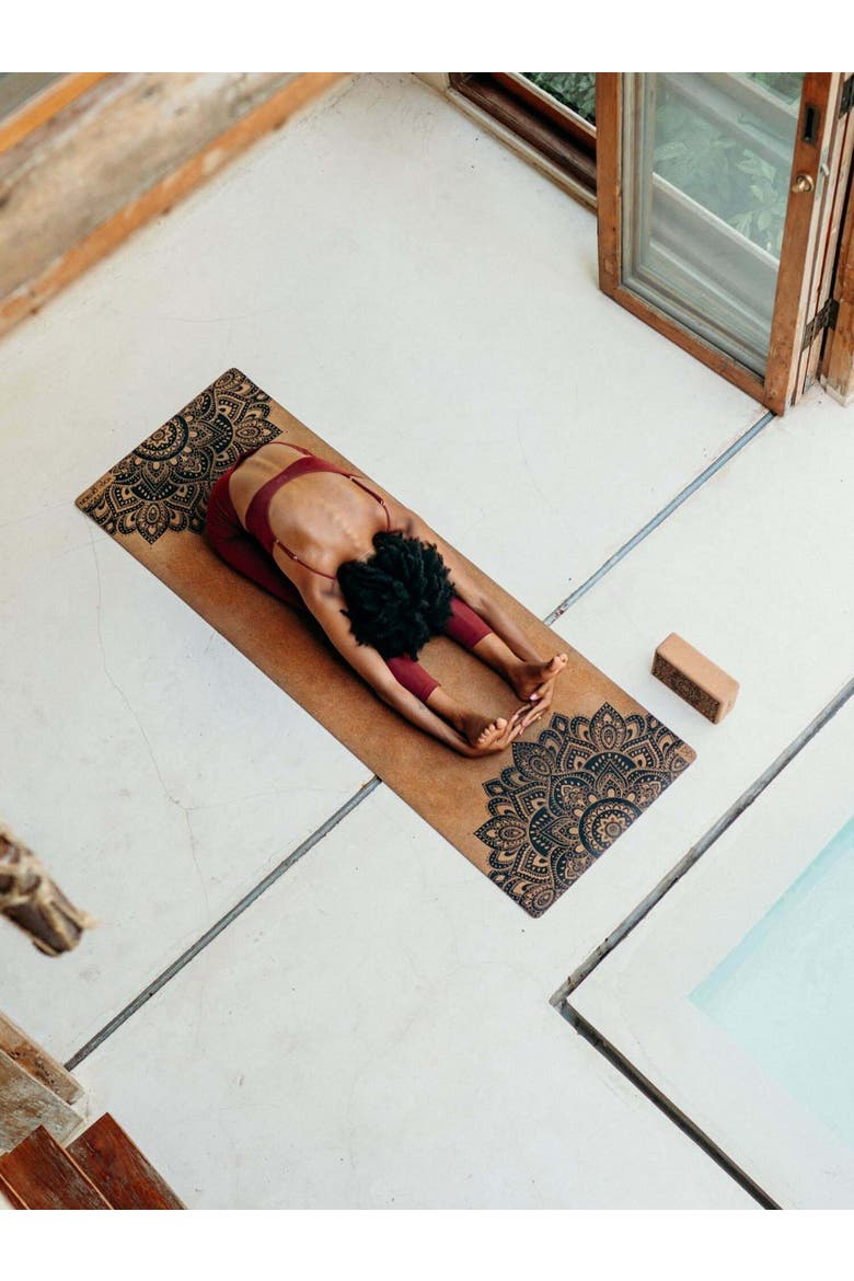 Cork Yoga Mat 1.5mm, Alternate, color, Mandala Black